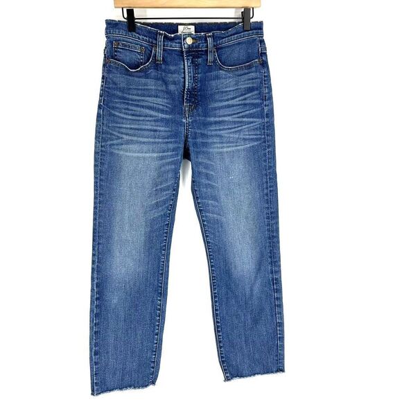 J Crew Jeans Size 28 Womens Blue High Rise Straightaway Vintage Wash Crop Denim - Picture 1 of 9